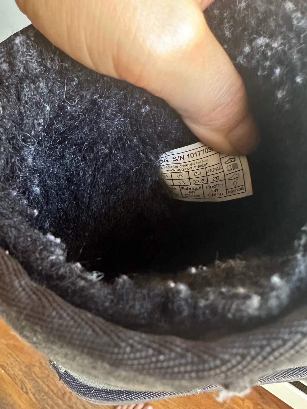 UGG Kids Black Short Fuzzy Lined Boots